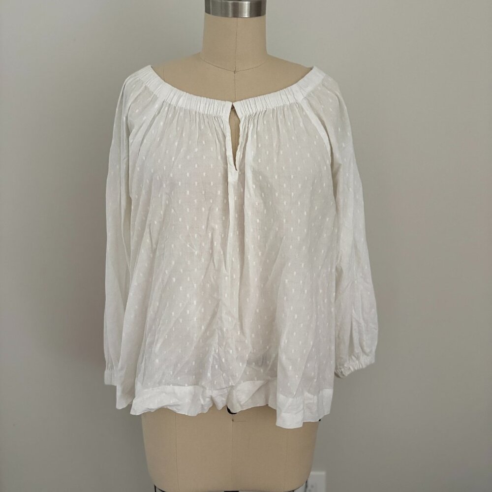 Roller Rabbit White Keyhole Cotton On/Off Shoulder Coastal Boho Cottagecore XS/S
